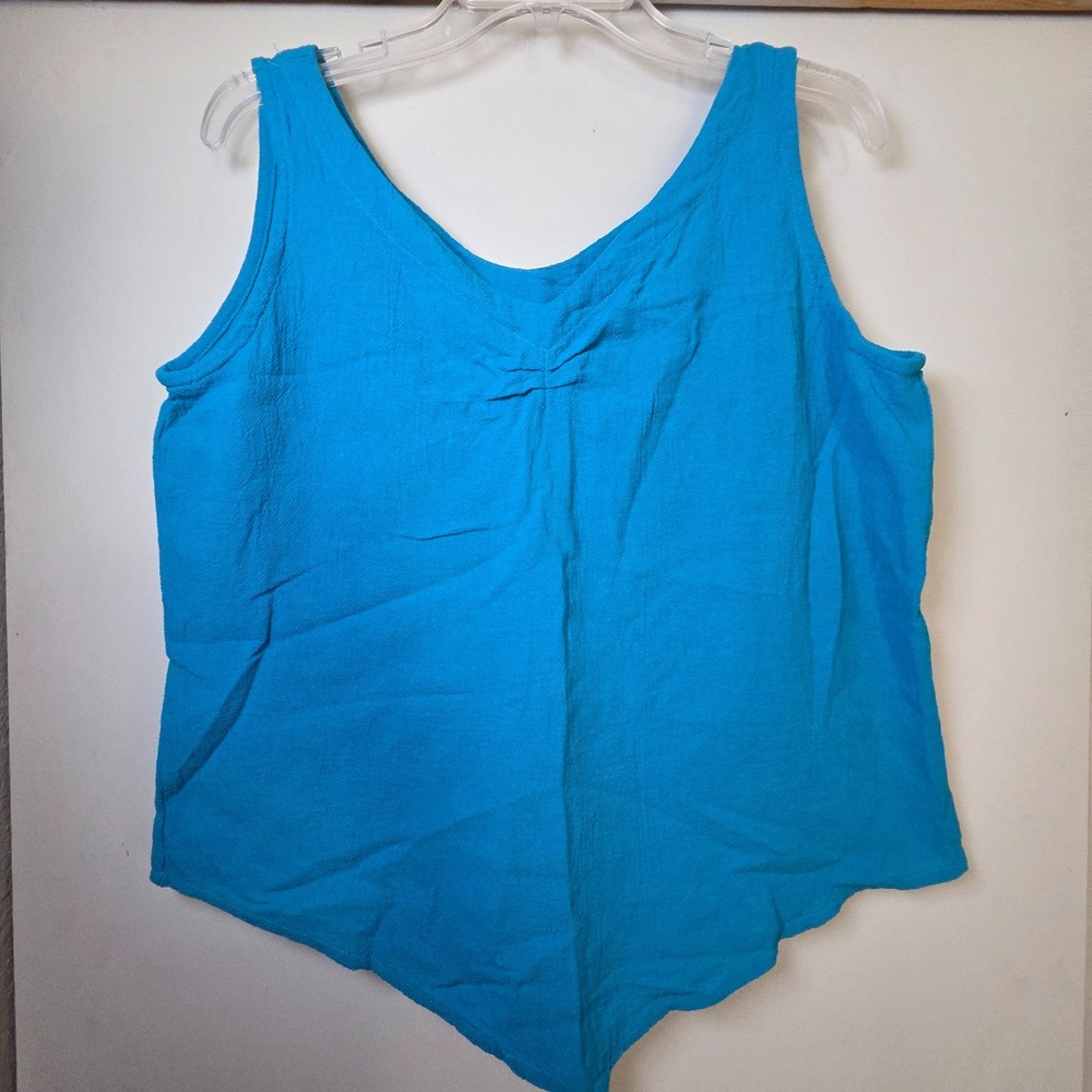 Miss Aly Women's Tank Top Cotton Teal Size M Beach Coastal Lightweight Summer